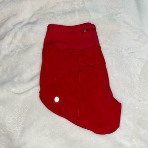 red lululemon shorts